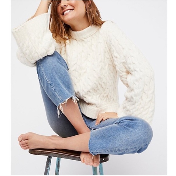 Free People Sweaters - Free People Ivory Snowbird Turtleneck Sweater